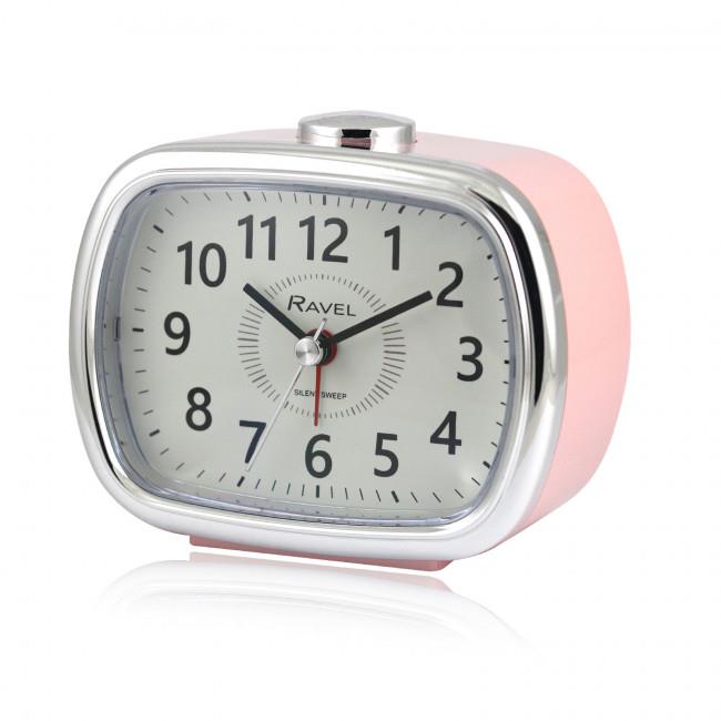 Ravel Mid sized Bedside Quartz Alarm Clock – Pink / Silver RC042.5C
