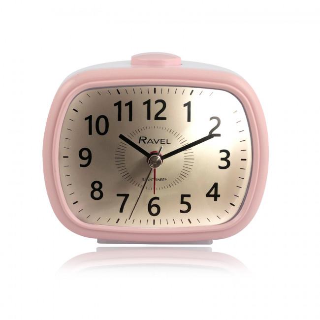 Ravel Mid sized Bedside Quartz Alarm Clock – Pink / White RC042.5