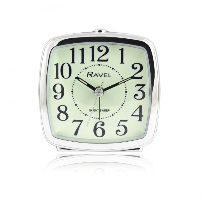 Ravel Retro Styled Small Size Bedside Quartz Alarm Clock – Black / Silver RC041.31