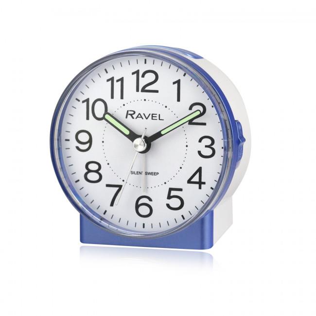 Ravel Round Mid Sized Bedside Quartz Blue Alarm Clock RC039.6