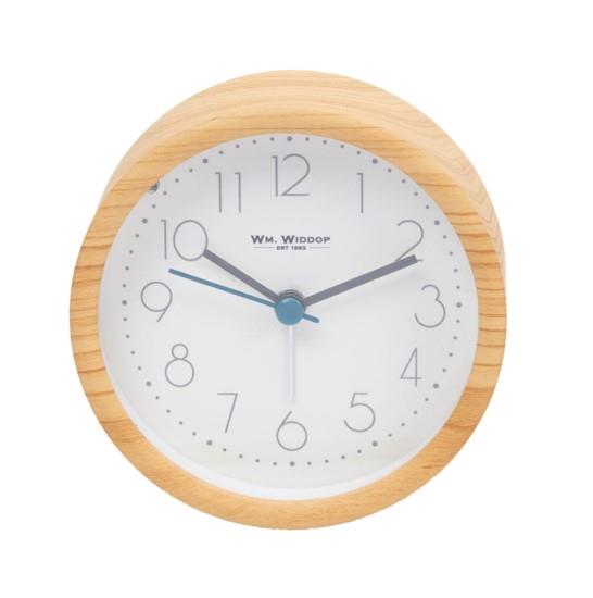 Wm.Widdop Wood Effect Alarm Clock Light & Snooze 9.5cm 5173