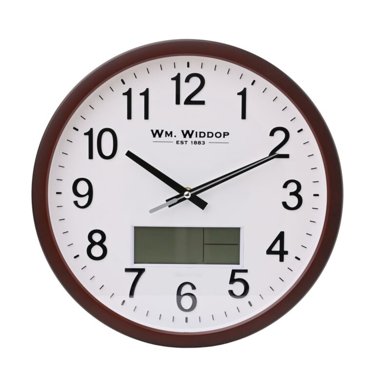 Wm.Widdop Luminous Wall Clock with LCD Display 36cm W8017