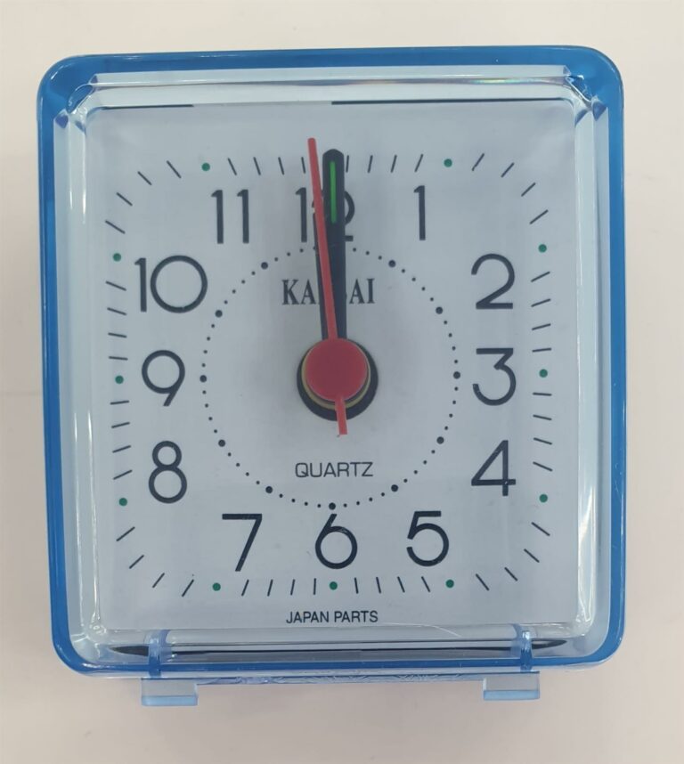 Kansai Quartz Mini Square Alarm Clock- Blue