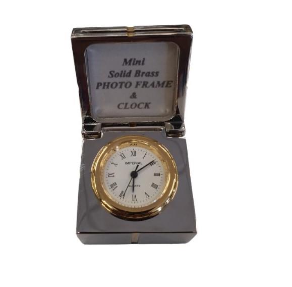 Miniature Clock Solid Brass Photo Frame IMP17