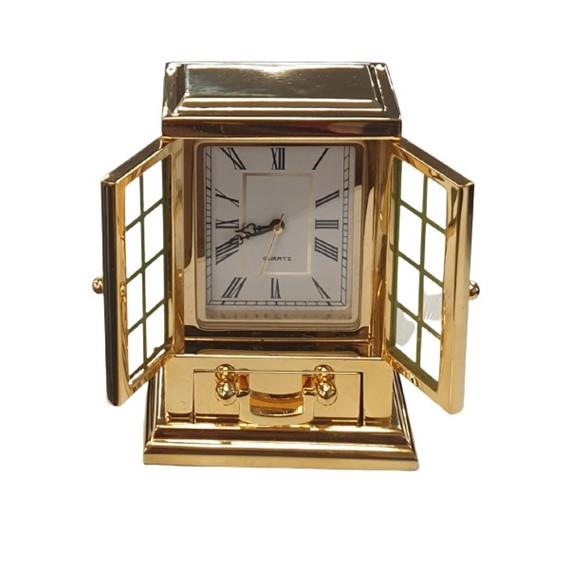 Miniature Clock Gold Solid Brass IMP40 – CLEARANCE NEEDS RE-BATTERY