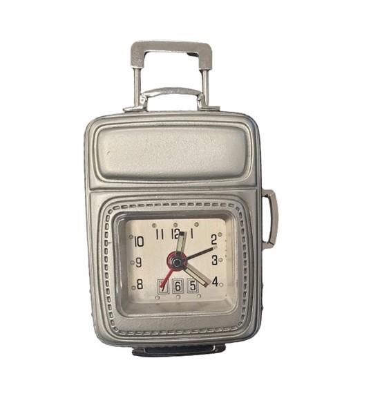 Miniature Clock Silver Travel Bag Solid Brass IMP608 – CLEARANCE NEEDS RE-BATTERY