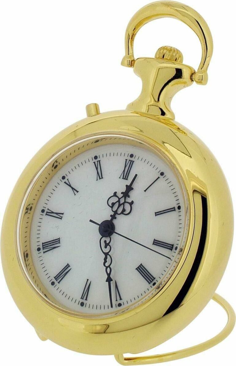 Miniature Clock Goldtone Metal Unisex Pocket Watch and Tune IMP95