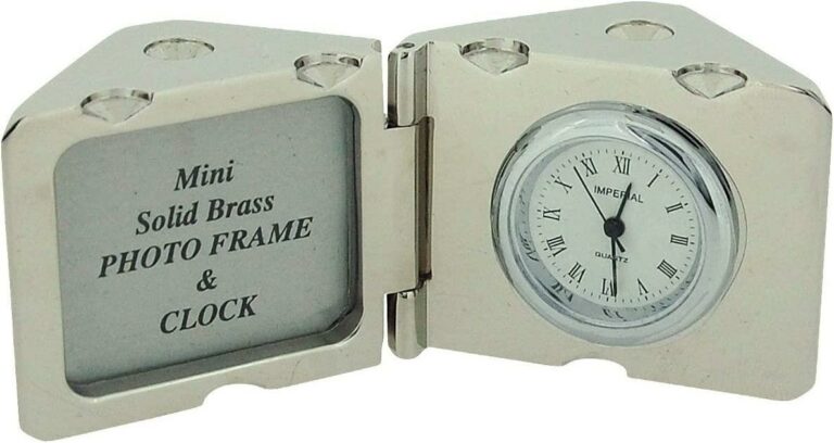 Miniature Clock Dice & Photo Frame Chrome Solid Brass IMP71S