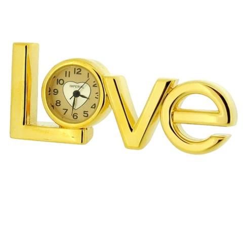 Miniature Clock Gold Metal “Love” Solid Brass IMP416
