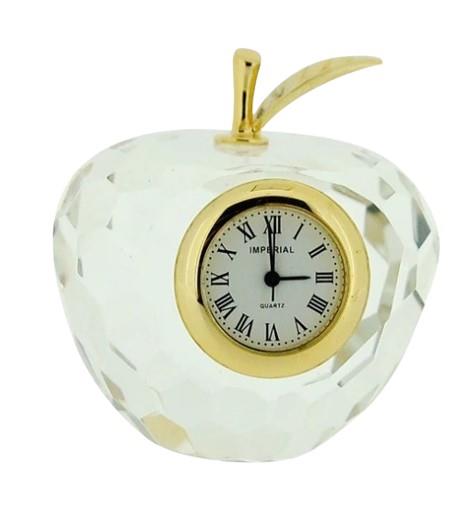 Miniature Clock Gold Plated Crystal “The Big Apple” Solid Brass IMP509