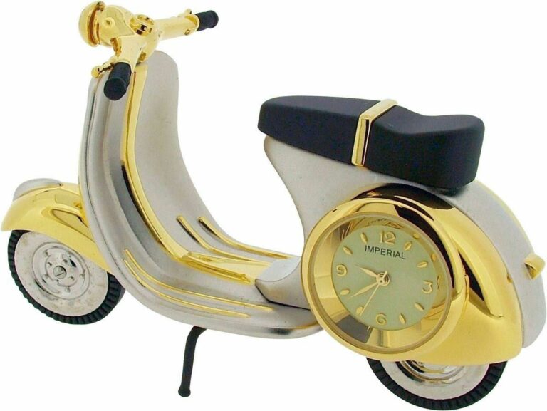 Miniature Clock Gold/Silver Unisex Scooter Solid Brass IMP407 – CLEARANCE NEEDS RE-BATTERY