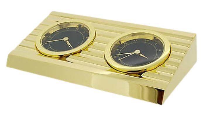 Miniature Clock Gold Dual Time Clock Solid Brass IMP407