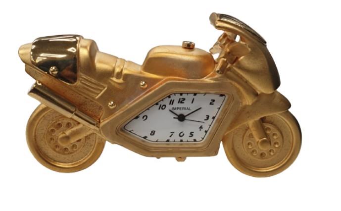 Miniature Clock Gold Bike Solid Brass IMP1046G
