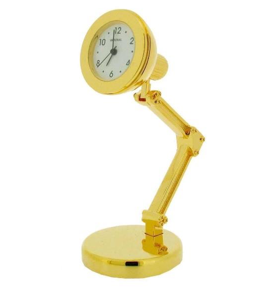 Miniature Clock Gold Study Lamp Solid Brass IMP407 – CLEARANCE NEEDS RE-BATTERY