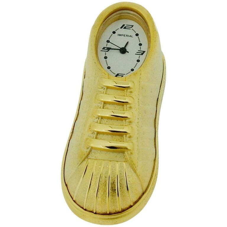 Miniature Clock Goldtone Sneaker/Trainer Solid Brass IMP1060 – CLEARANCE NEEDS RE-BATTERY