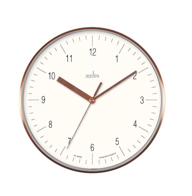 Acctim Colt Wall Clock White / Copper 200mm diameter 29602
