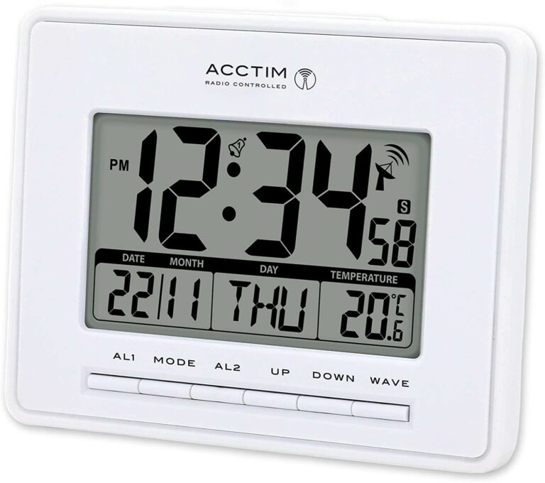 Acctim Infinity R/C Lcd Desk/Wall Alarm Clock White