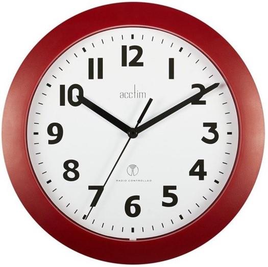 Acctim Parona Radio Controlled Plastic Wall Clock Red 74314 23cm