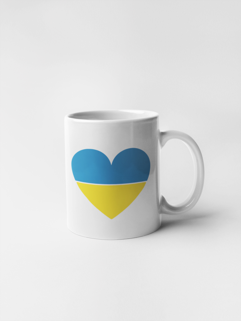 Ukraine Heart Flag Ceramic Mug – Donation To Ukraine Humanitarian Appeal