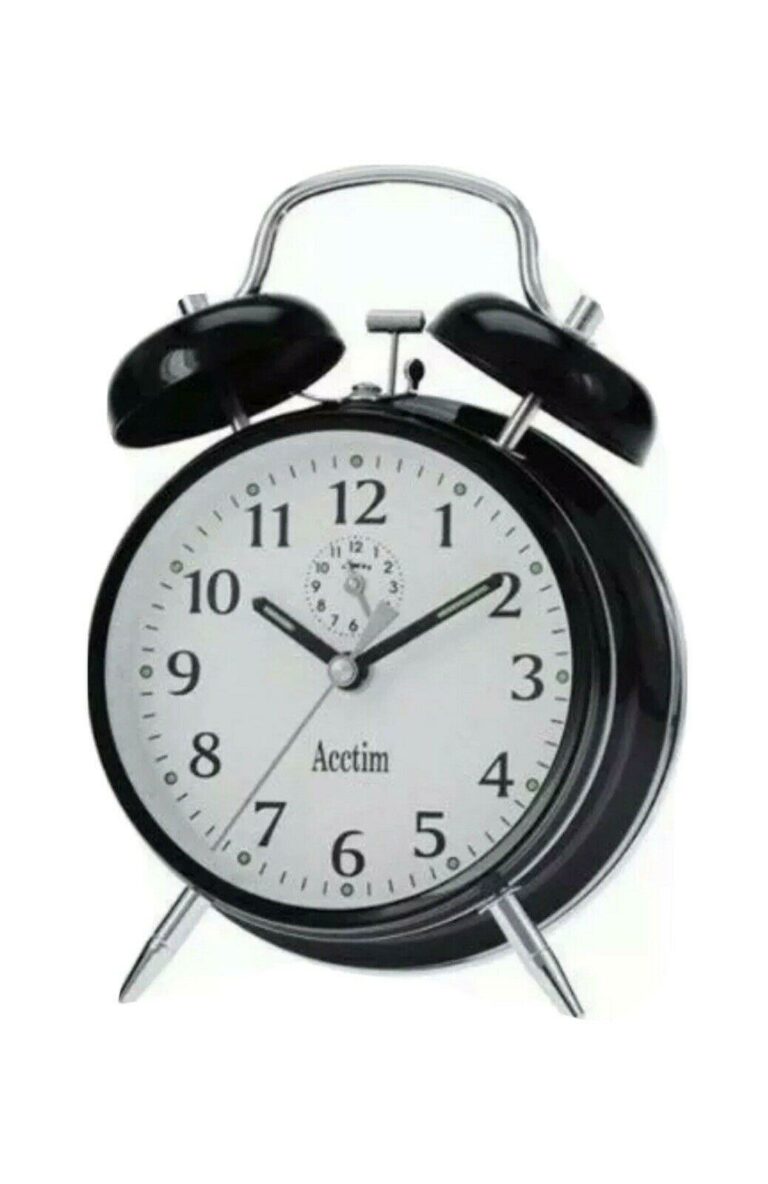Acctim Saxon Large Black Double Bell Retro Alarm Clock 12623
