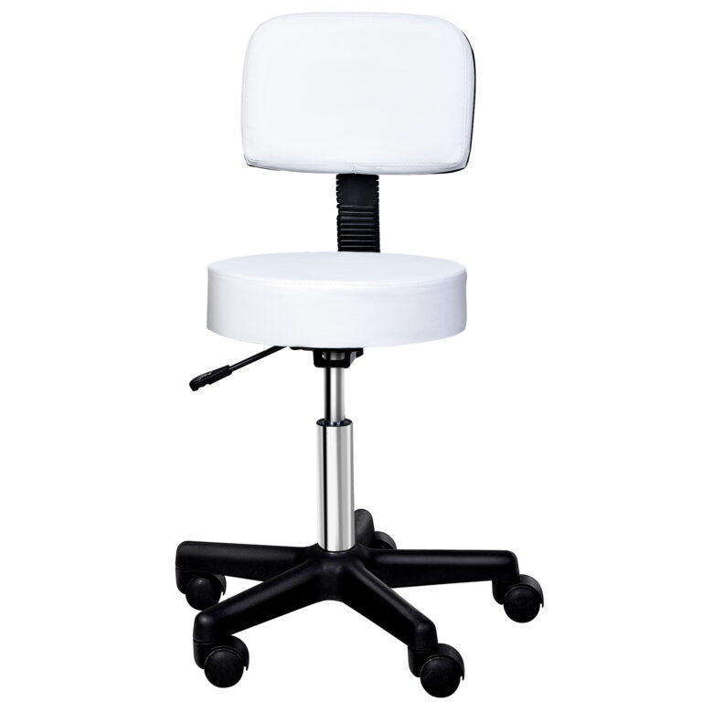 Swivel Desk Chair Stool Height Adjustable 5 Wheels Stool Office White HOMCOM