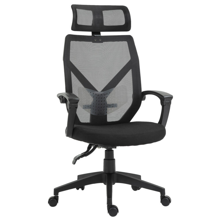 Mesh Back Office Chair Home Work Reclining Ergonomic Headrest Black Vinsetto