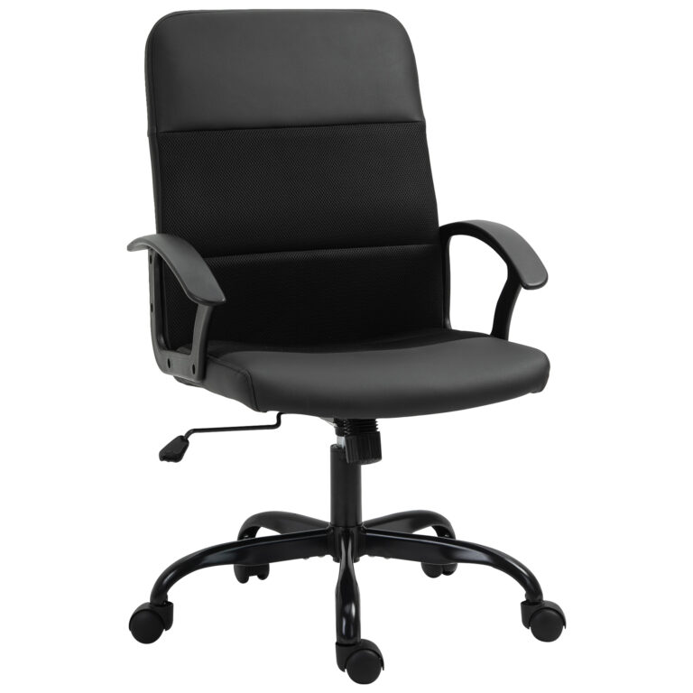 PU Leather & Mesh Panel Office Chair Swivel Seat w/ Padding Ergonomic Vinsetto