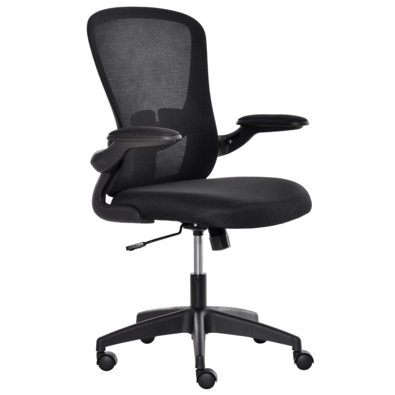 Mesh Home Office Chair Swivel Task Chair Lumbar Support, Arm, Black Vinsetto