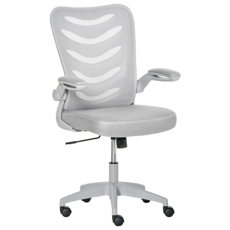 Mesh Office Chair Home Swivel Task Chair w/ Lumbar Support, Arm, Grey Vinsetto