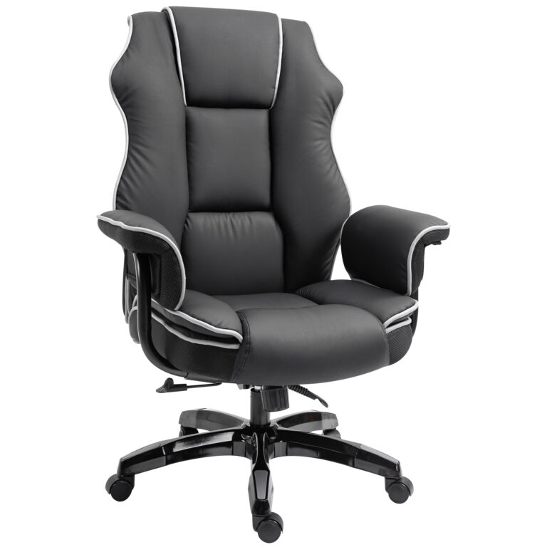 Piped PU Leather Padded High-Back Computer Office Gaming Chair Black Vinsetto