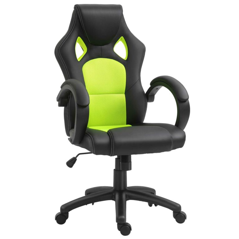 Racing Gaming Chair Swivel Home Office Gamer Desk Chair Wheels, Green HOMCOM
