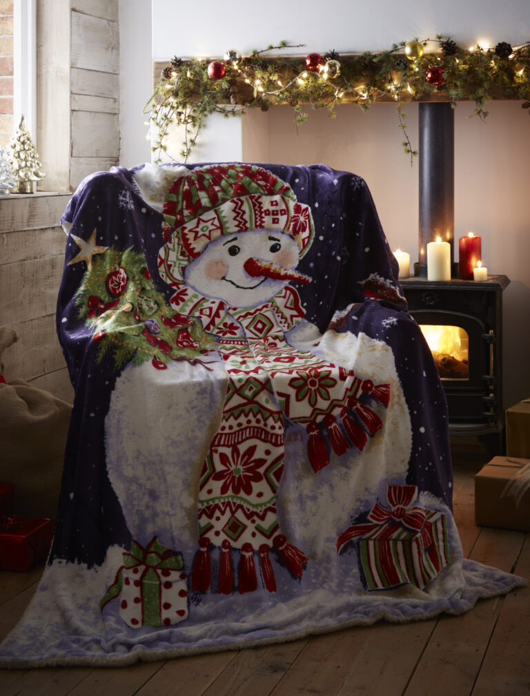 Happy Snowman Fleece Throw 130 x 170cm